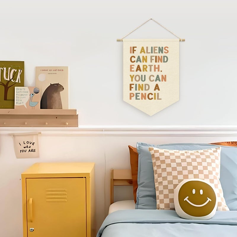 ETVISO Funny Classroom Banner - Meme Lingo 'If Aliens Can Find Earth You Can Find A Pencil' - Wall Hanging Pennant Flag for Math Middle School Wall Decor - Image 2